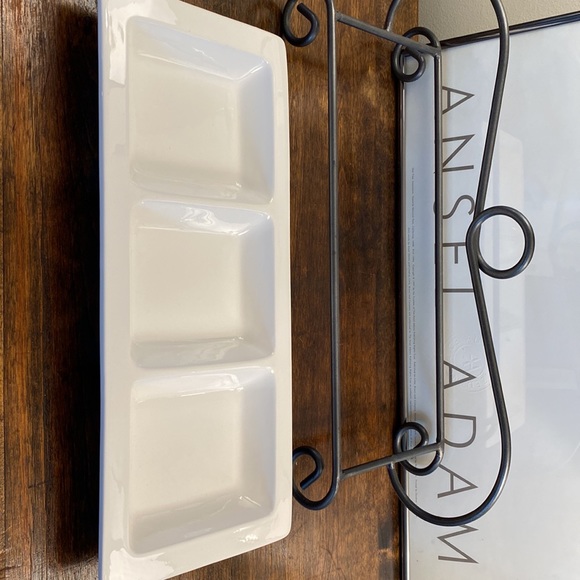 Indoor outfitter, over and back, three tray server, white ceramic & stainless! - Picture 3 of 4